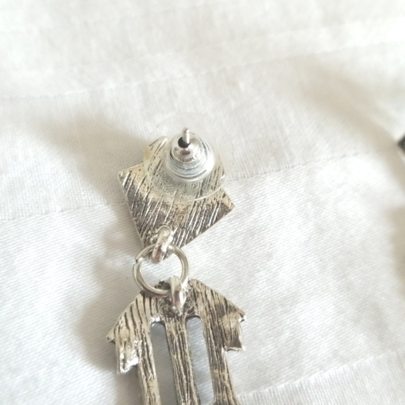 Silver Rhinestone Statement Earrings - Picture 4 of 4